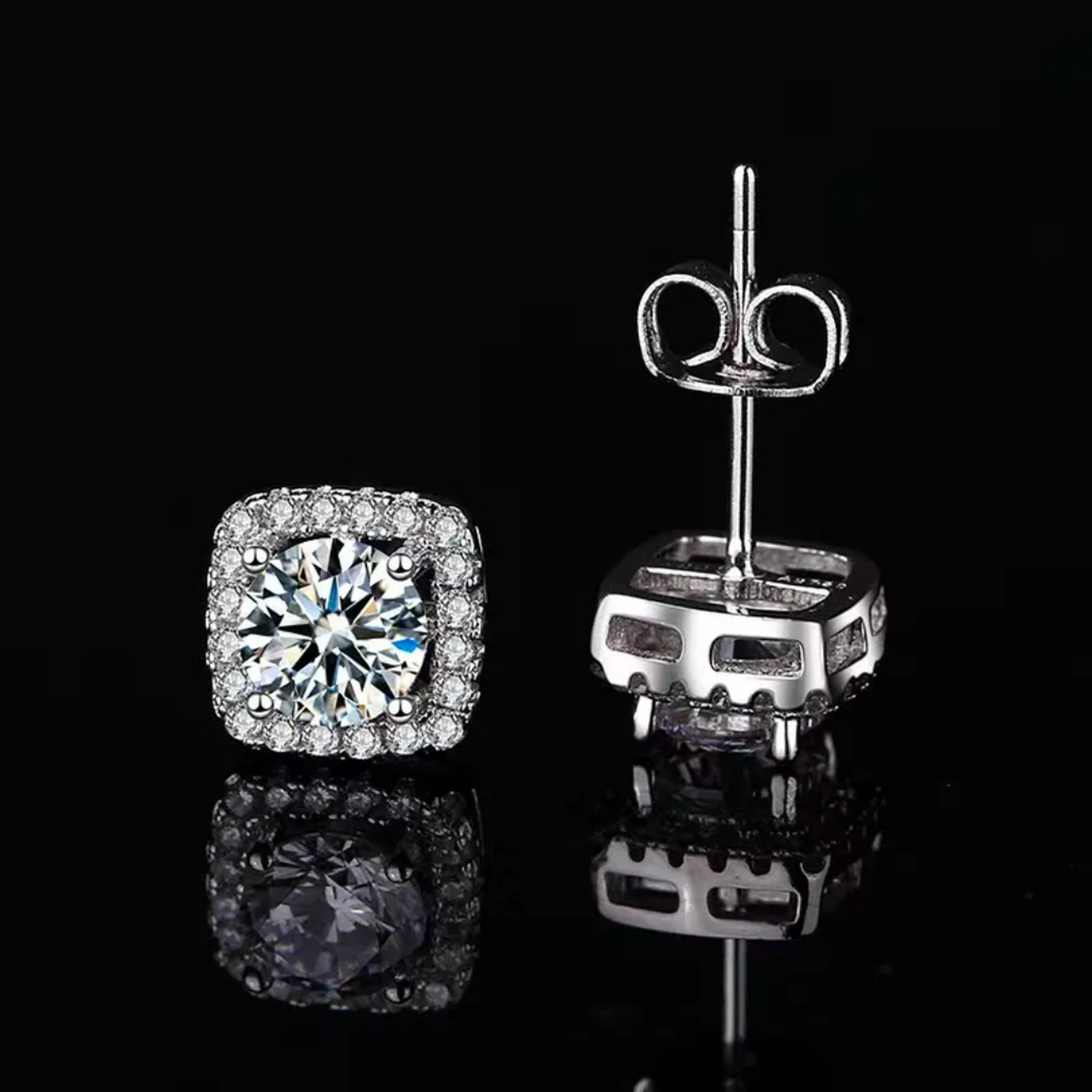 Drip Square Earrings Sterling Silver 925 - Moissanite - Amour Milano®