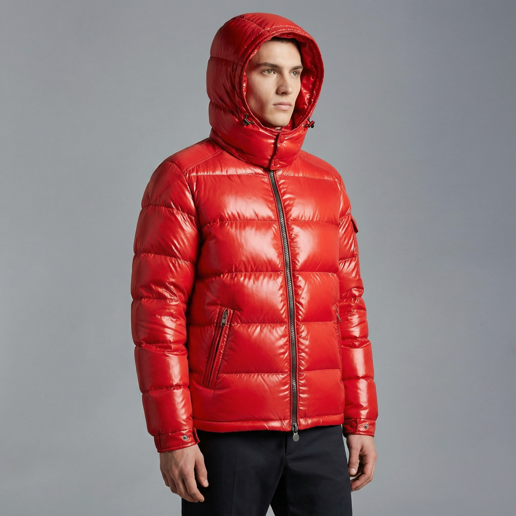 Black glossy winter puffer jacket