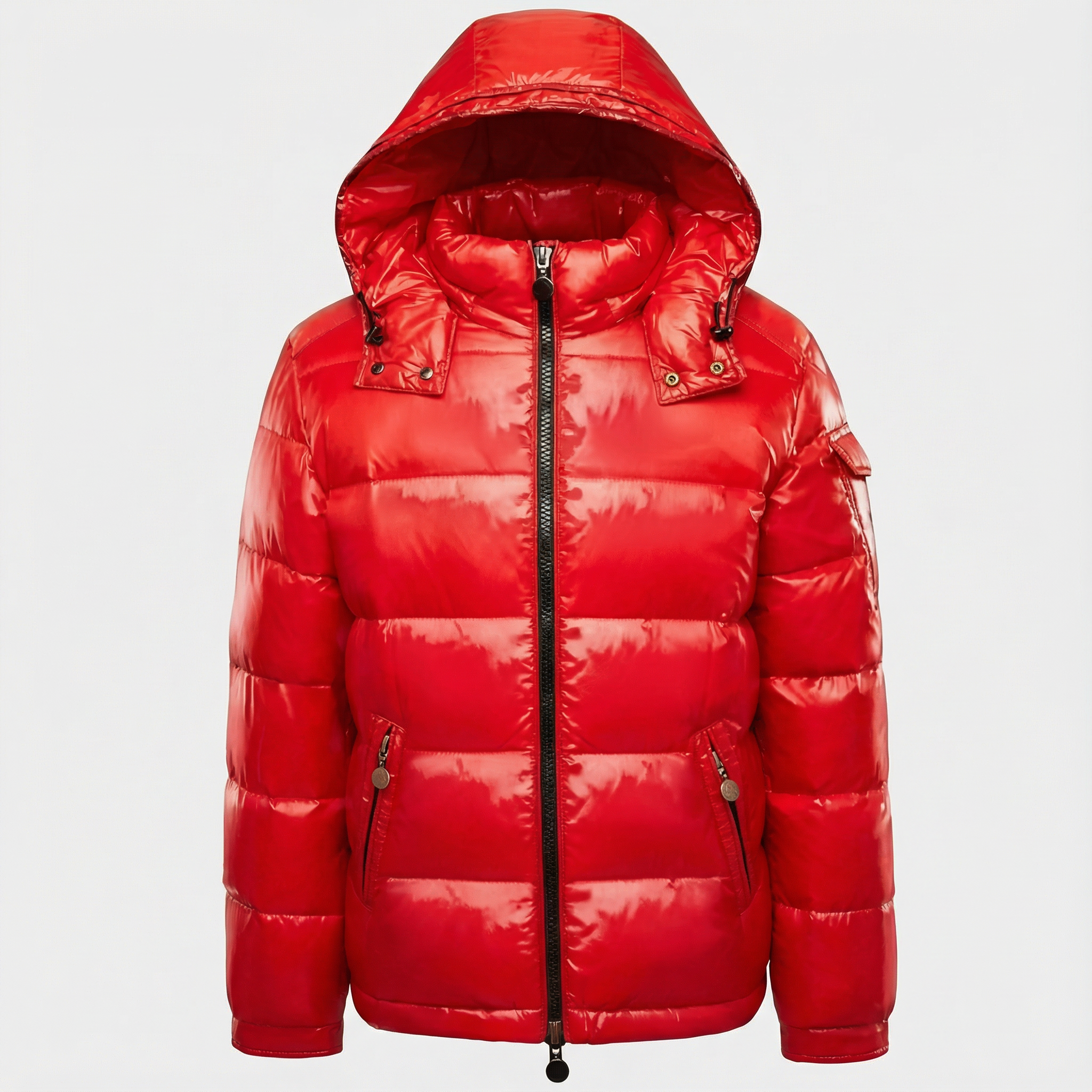 Black glossy winter puffer jacket