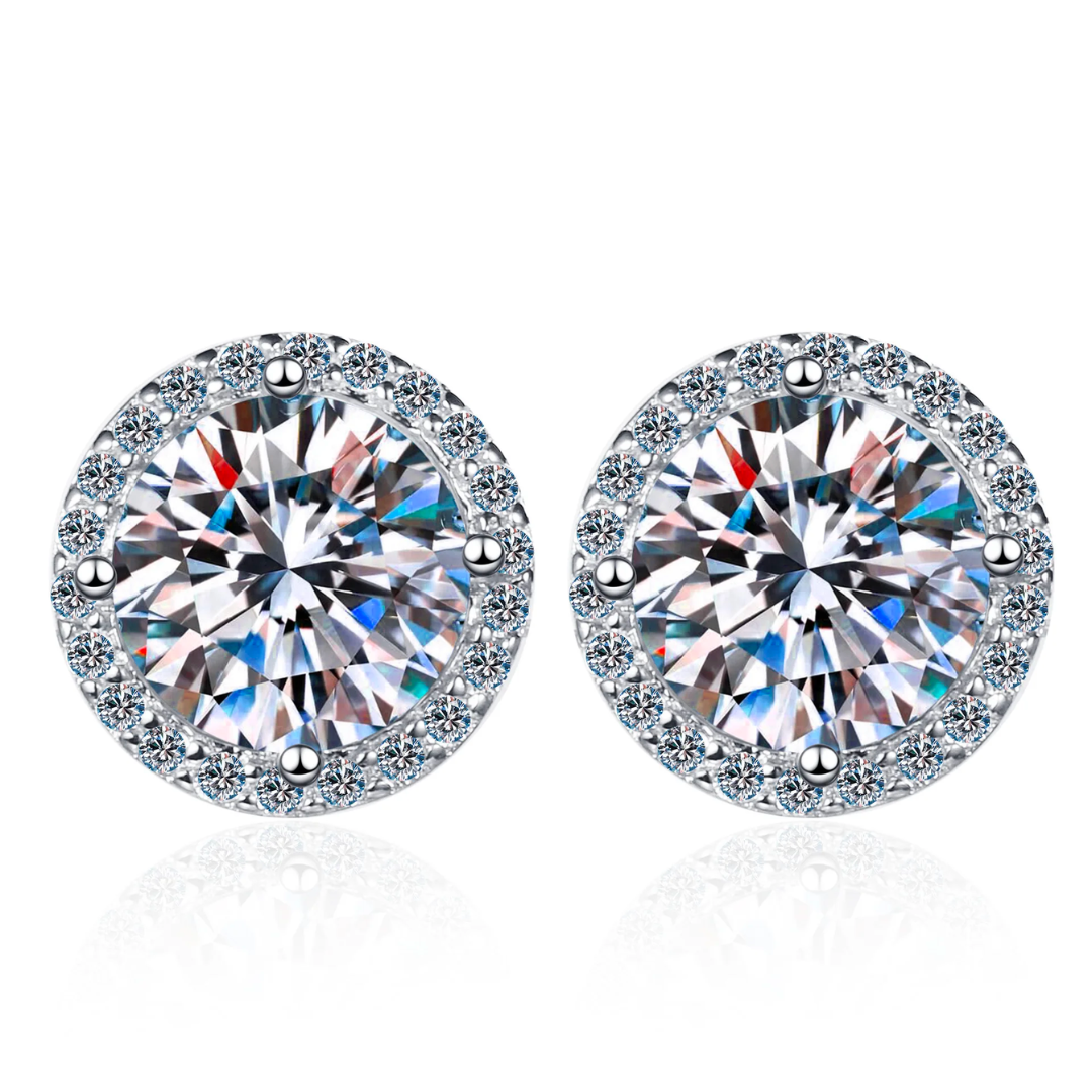 Drip Earrings Round 925 Sterling Silver - Moissanite - Amour Milano®