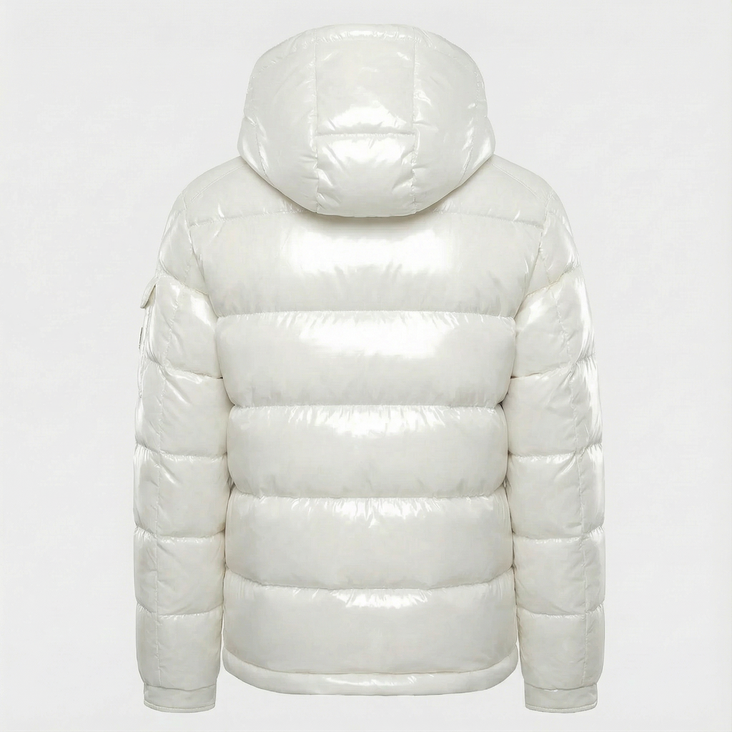 Black glossy winter puffer jacket