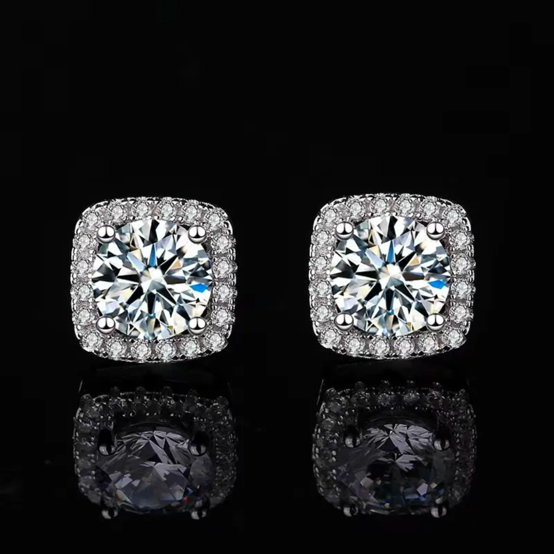 Drip Square Earrings Sterling Silver 925 - Moissanite - Amour Milano®